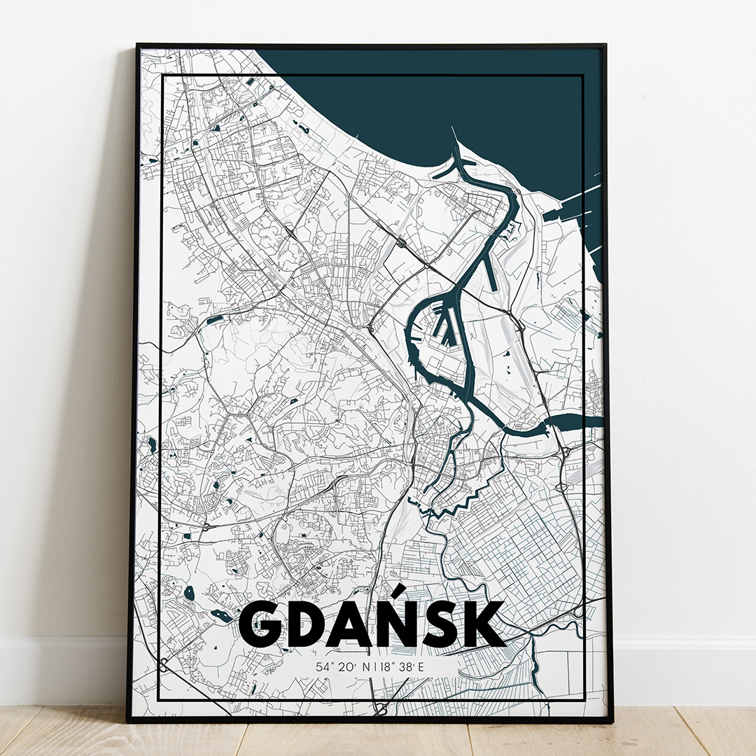 Plakat Mapa Gdańsk - Biała - West Pomerania zdjęcie 1