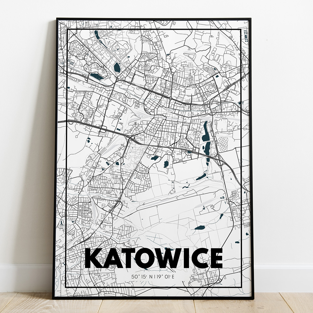 Plakat Mapa Katowice - Biała - West Pomerania zdjęcie 1