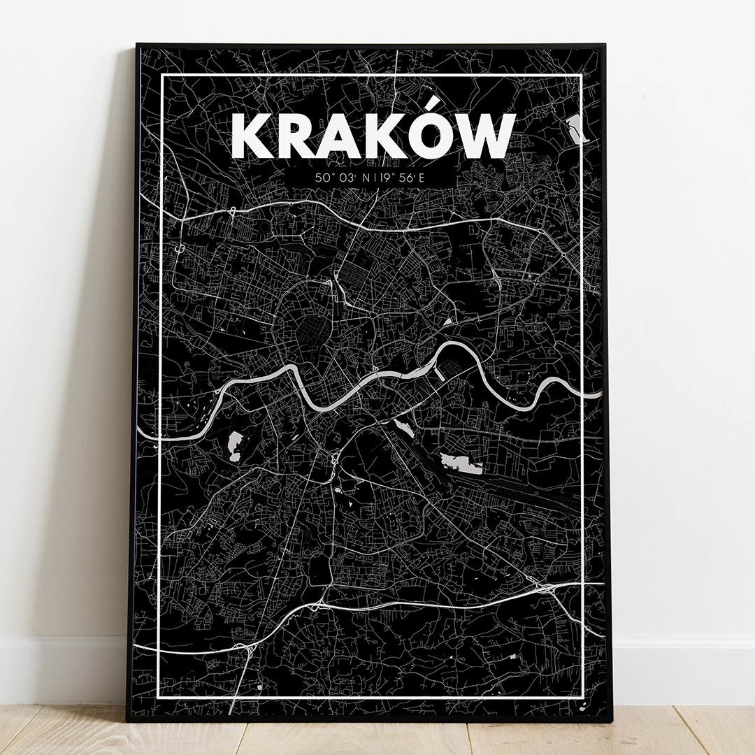Plakat Mapa Kraków - Czarna - West Pomerania zdjęcie 1