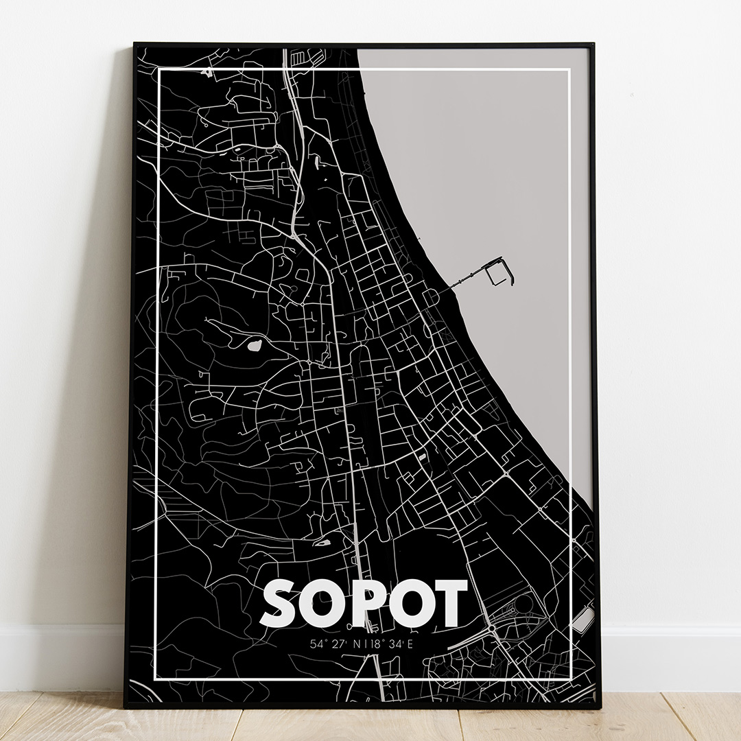 Plakat Mapa Sopot - Czarna - West Pomerania zdjęcie 1