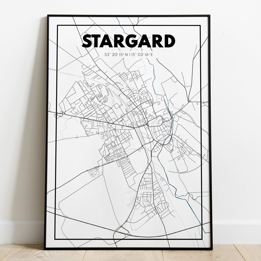 Plakat Mapa Stargard - Biała - West Pomerania zdjęcie 1