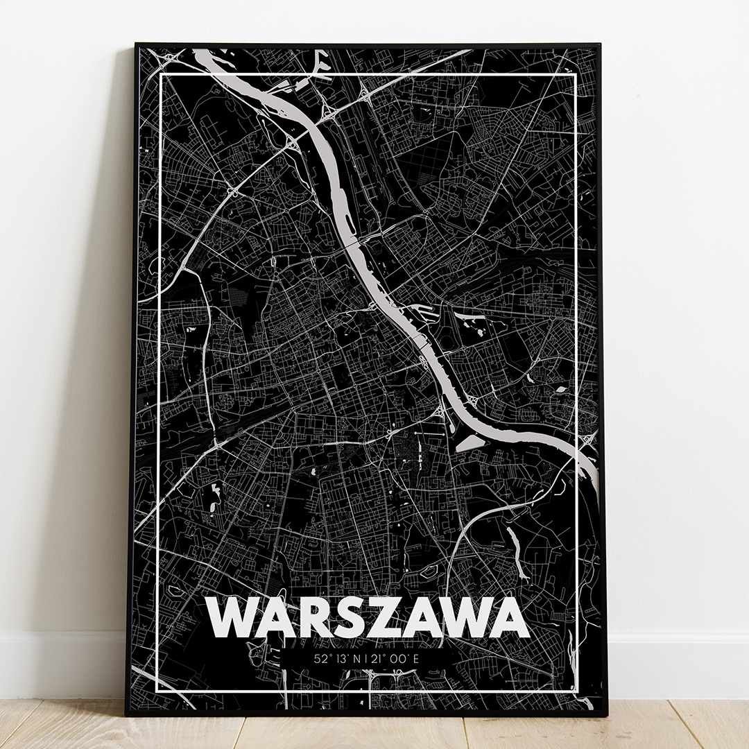 Plakat Mapa Warszawa - Czarna - West Pomerania zdjęcie 1