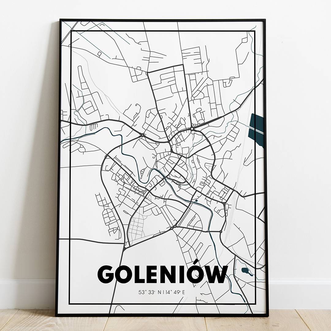 Plakat Mapa Goleniów - Biała zdjęcie 1