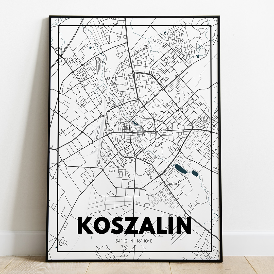 Plakat Mapa Koszalin - Biała - West Pomerania zdjęcie 1
