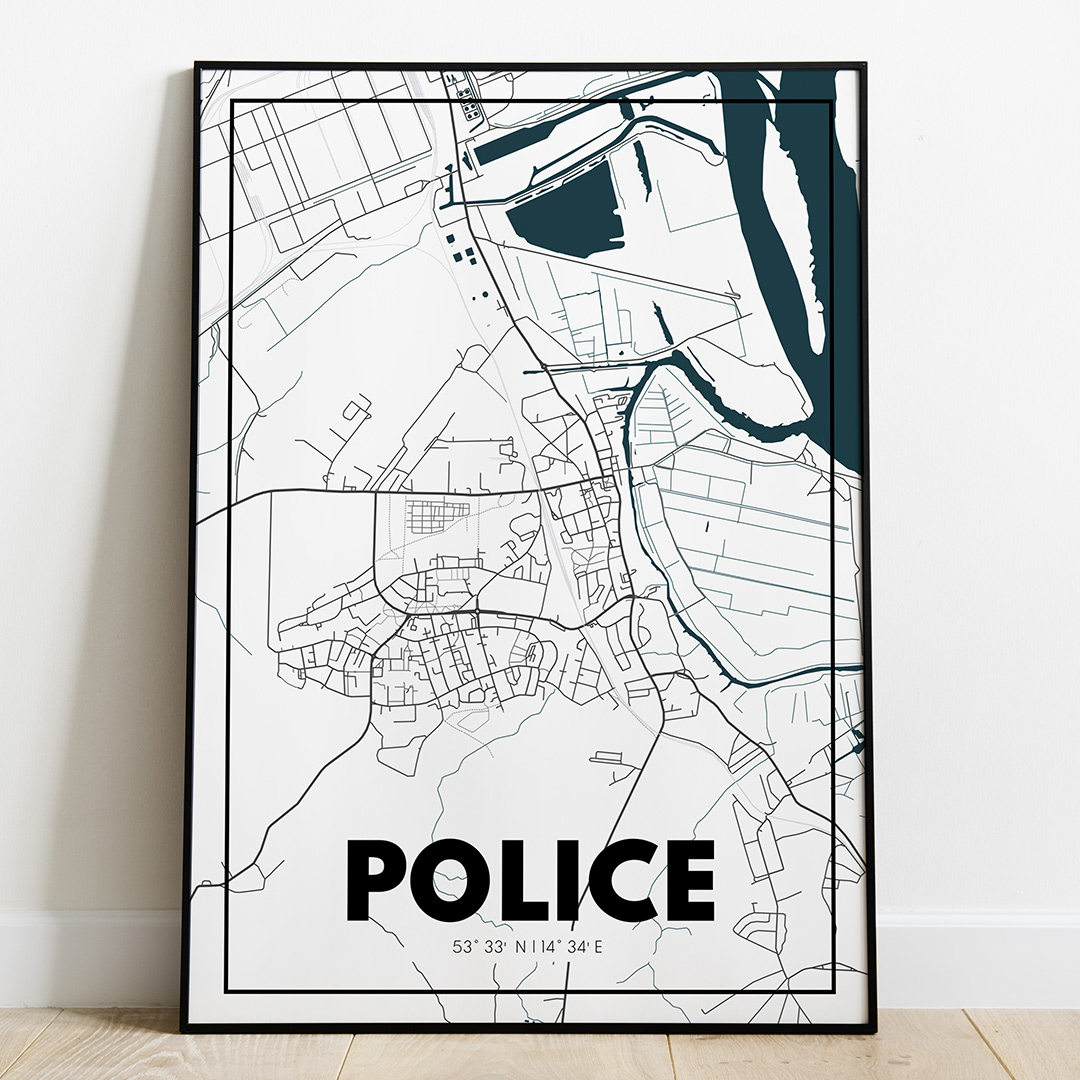 Plakat Mapa Police - Biała - West Pomerania zdjęcie 1