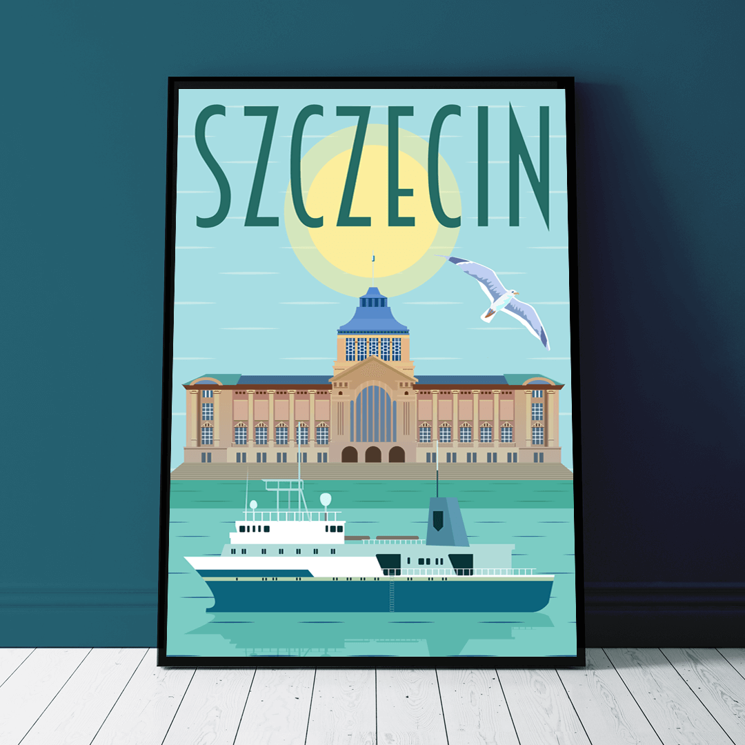 Plakat Szczecin - Nawigator - Niebieski - West Pomerania zdjęcie 1