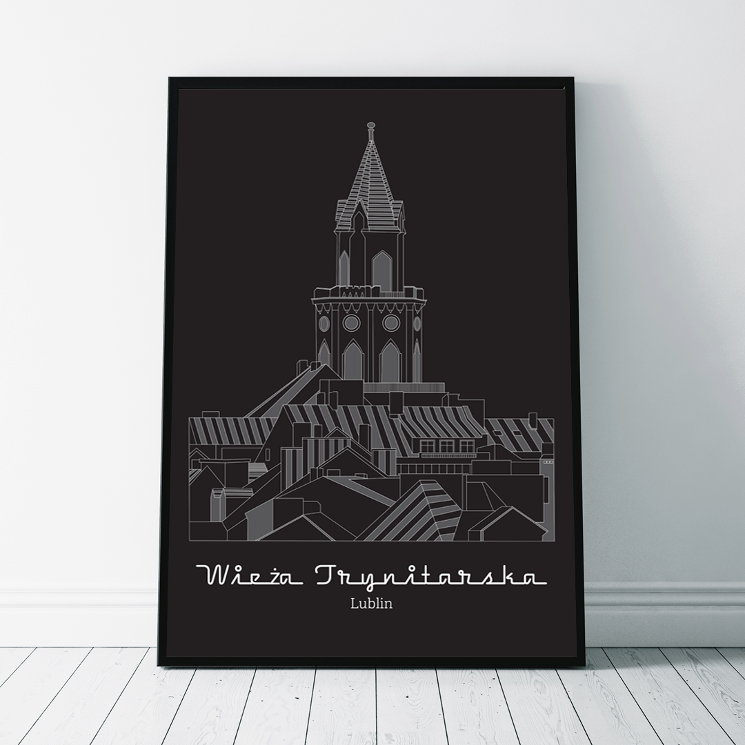 Plakat  Lublin - Wieża Trynitarska - Czarny zdjęcie 1