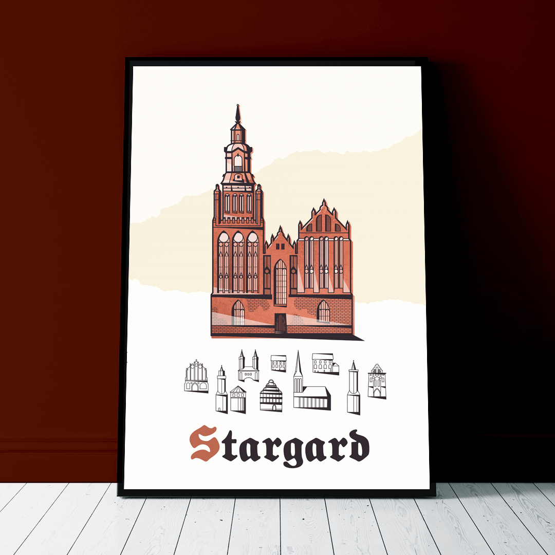 Plakat Stargard - Gotyk - Biały - West Pomerania zdjęcie 1