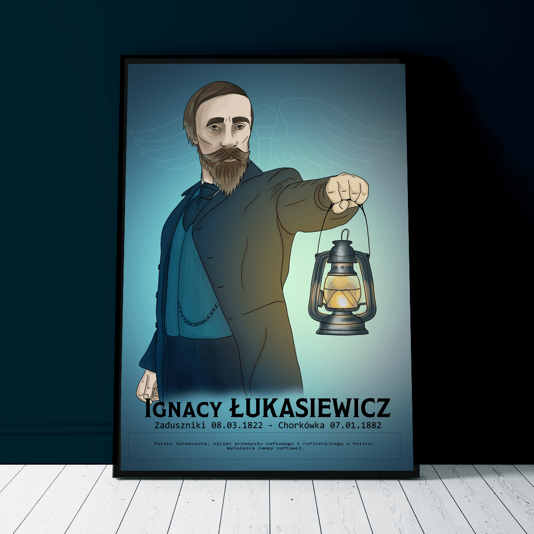 Plakat - Ignacy Łukasiewicz - Niebieski - West Pomerania zdjęcie 1