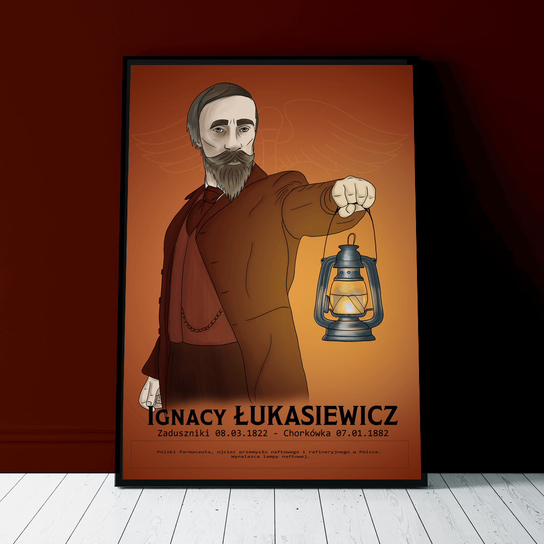 Plakat - Ignacy Łukasiewicz - Pomarańczowy - West Pomerania zdjęcie 1