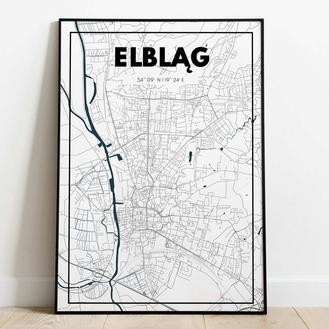 Plakat Mapa Elbląg - Biała - West Pomerania zdjęcie 1