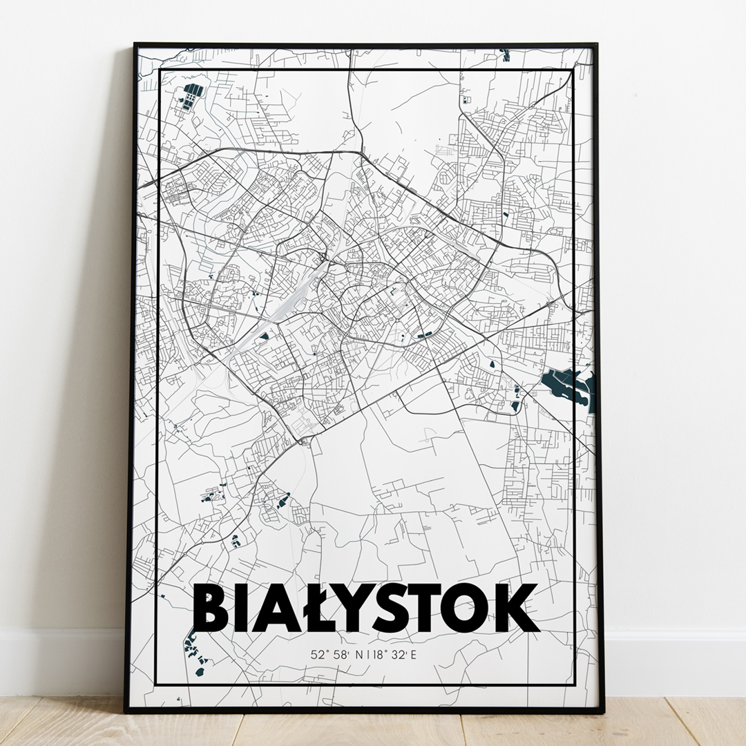 Plakat Mapa Białystok - Biała - West Pomerania zdjęcie 1