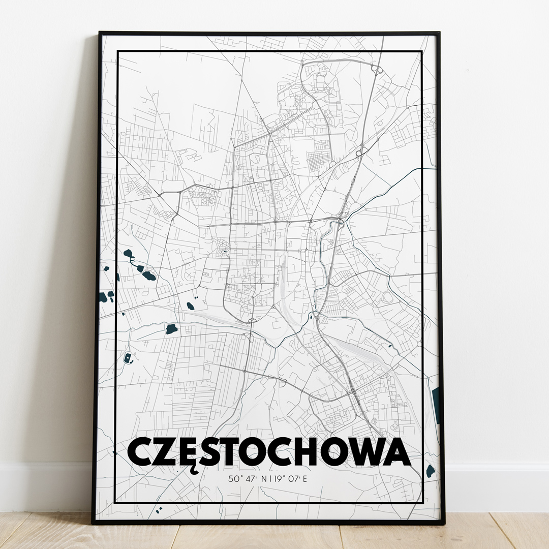Plakat Mapa Częstochowa - Biała - West Pomerania zdjęcie 1