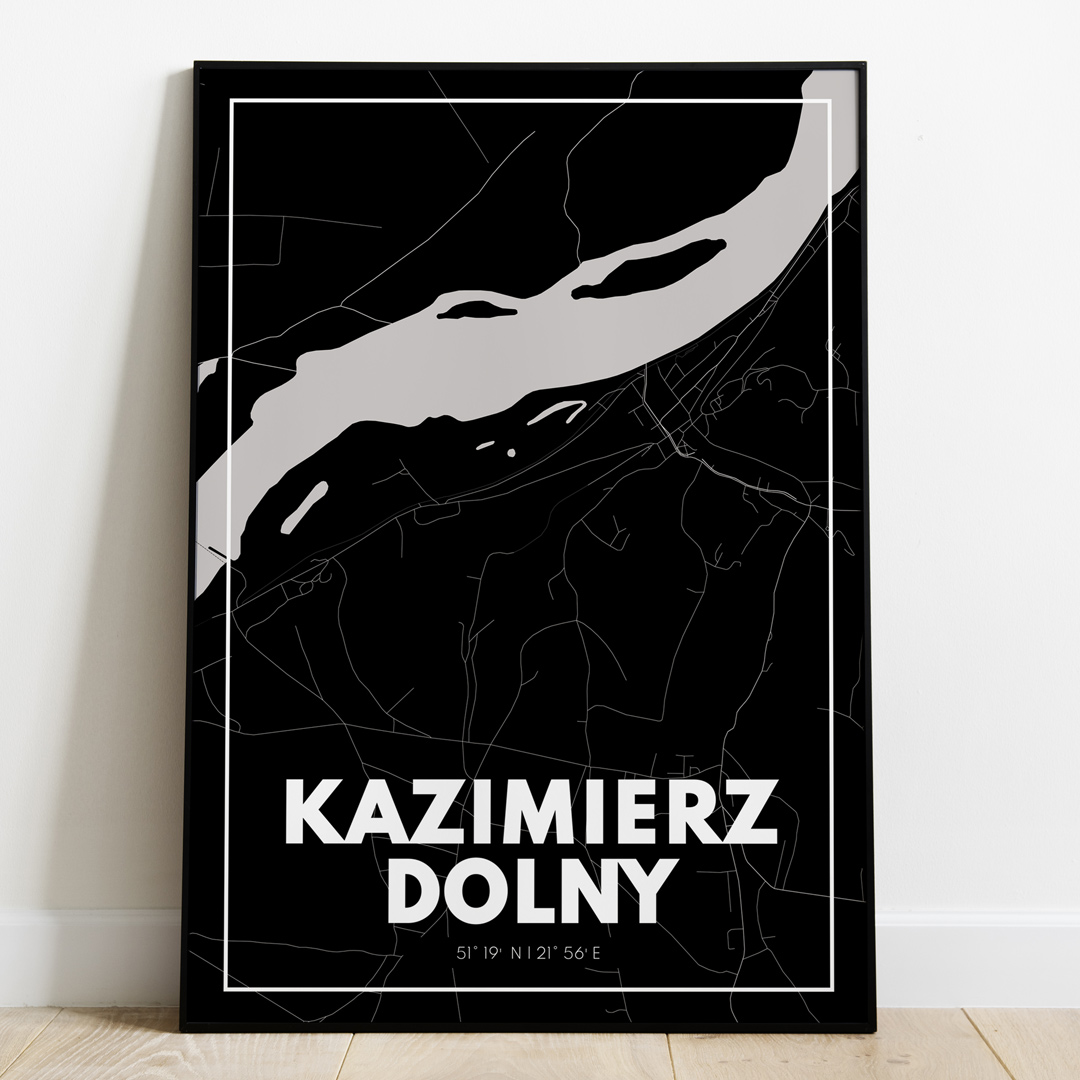 Plakat Mapa Kazimierz Dolny - Czarna zdjęcie 1