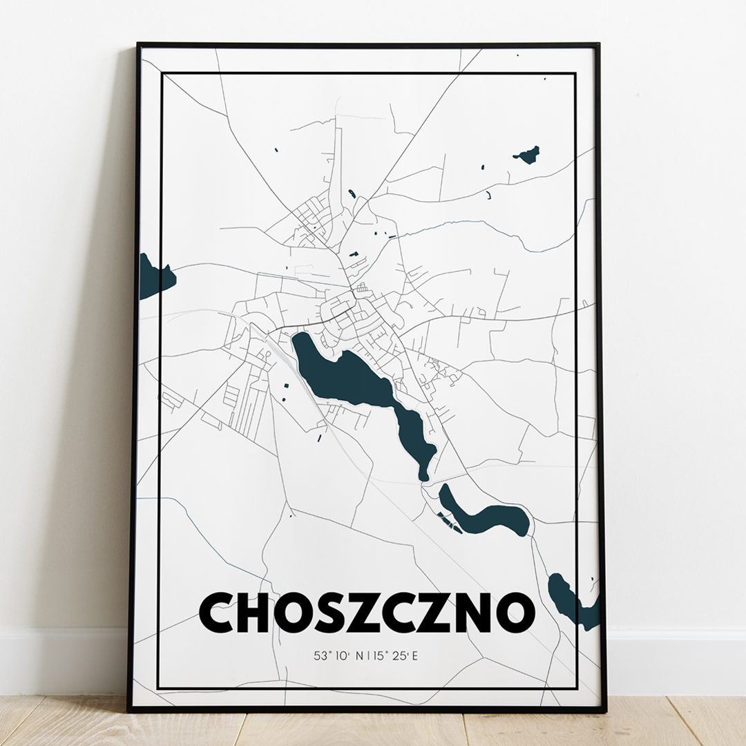 Plakat Mapa Choszczno - Biała - West Pomerania zdjęcie 1