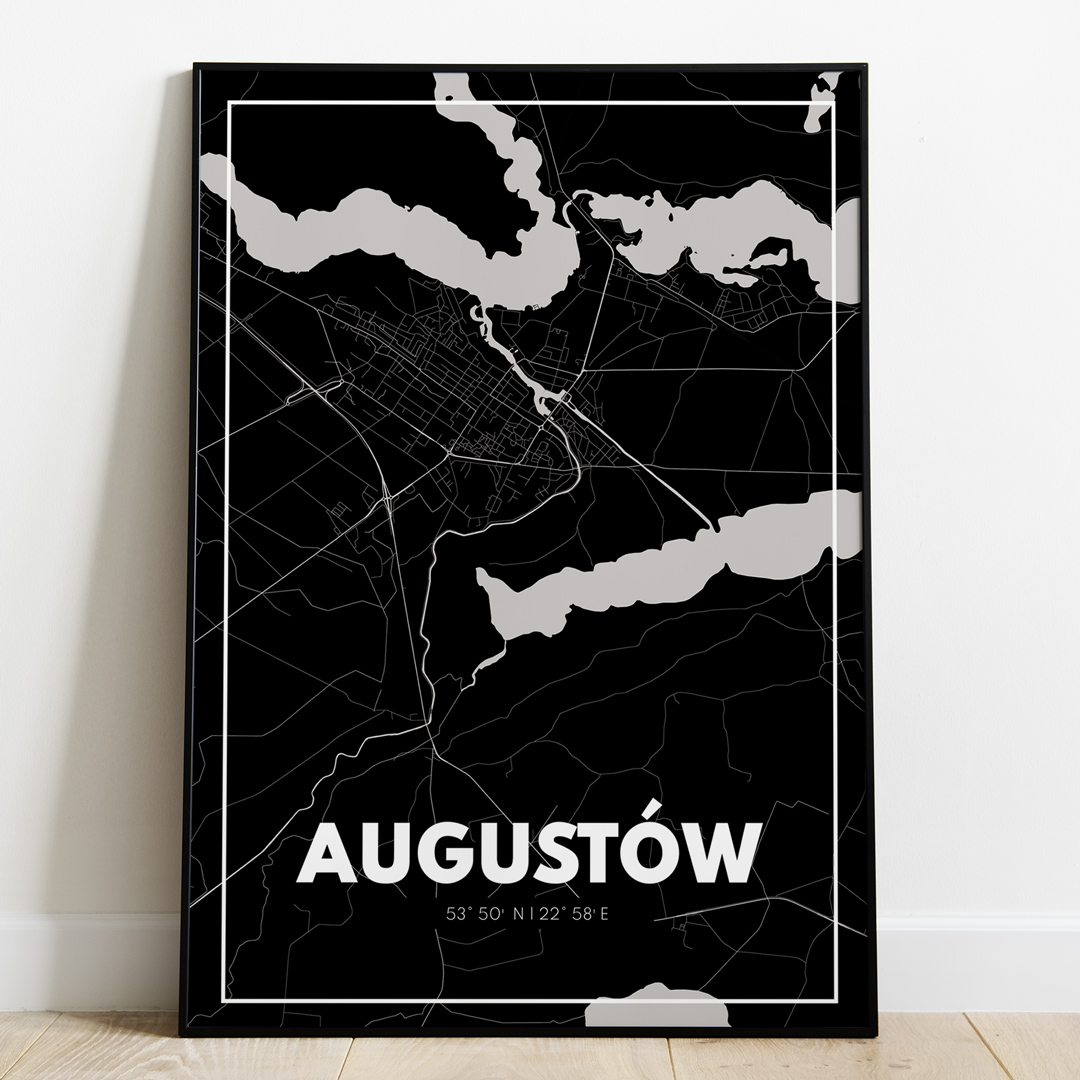Plakat Mapa Augustów - Czarna zdjęcie 1