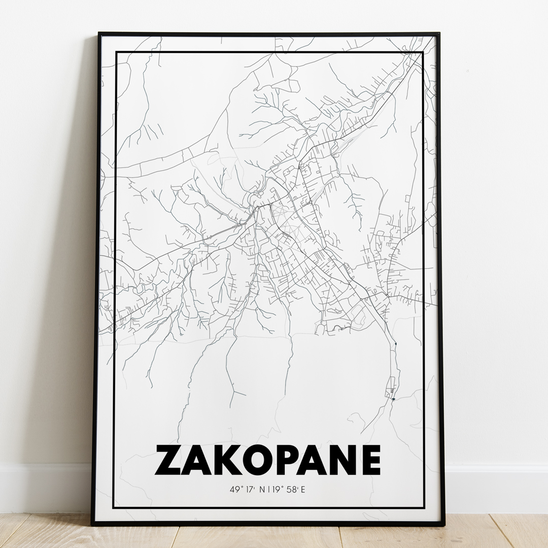 Plakat Mapa Zakopane - Biała - West Pomerania zdjęcie 1