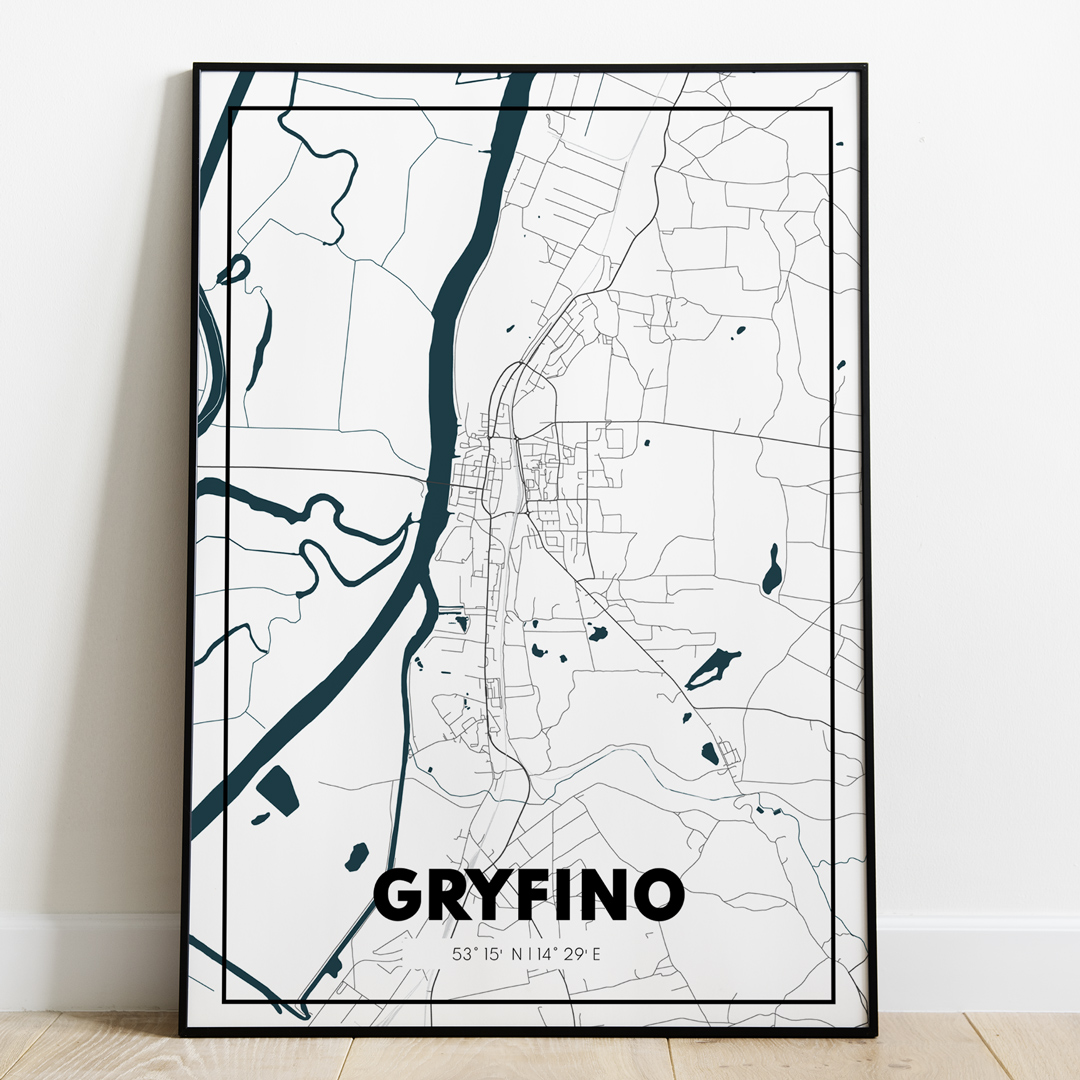 Plakat Mapa Gryfino - Biała - West Pomerania zdjęcie 1