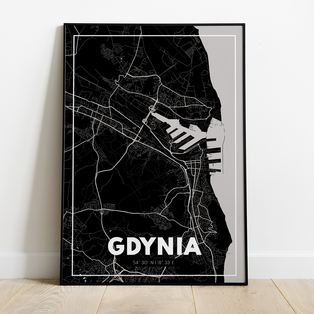 Plakat Mapa Gdynia - Czarna - West Pomerania zdjęcie 1