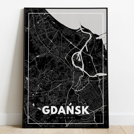 Plakat Mapa Gdańsk - Czarna - West Pomerania zdjęcie 1