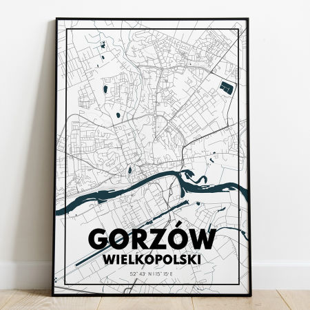 Plakat Mapa Gorzów Wielkopolski - Biała - West Pomerania zdjęcie 1