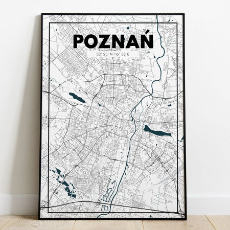 Plakat Mapa Poznań - Biała - West Pomerania zdjęcie 1