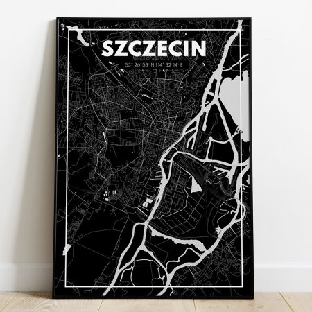 Plakat Mapa Szczecin - Czarna - West Pomerania zdjęcie 1