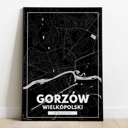 Plakat Mapa Gorzów Wielkopolski - Czarna - West Pomerania zdjęcie 1