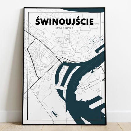 Plakat Mapa Świnoujście - Biała - West Pomerania zdjęcie 1