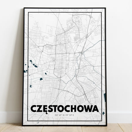 Plakat Mapa Częstochowa - Biała - West Pomerania zdjęcie 1