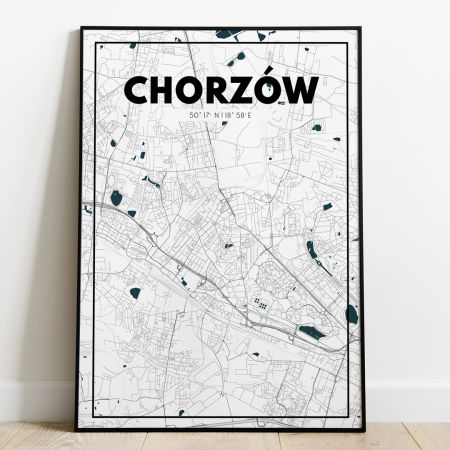 Plakat Mapa Chorzów - Biała zdjęcie 1