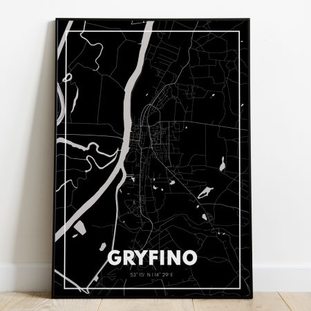 Plakat Mapa Gryfino - Czarna - West Pomerania zdjęcie 1