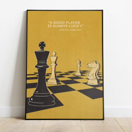 Plakat Szachy - Mat Gońcem i Skoczkiem - Żółty