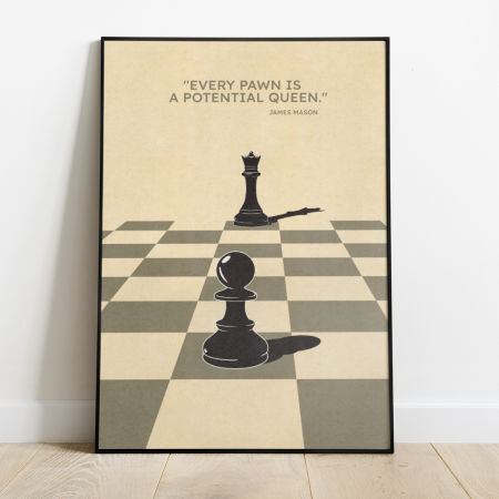 Plakat Szachy - Hetman Pion - Ecru