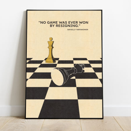 Plakat Szachy - Poddany Król - Zółty