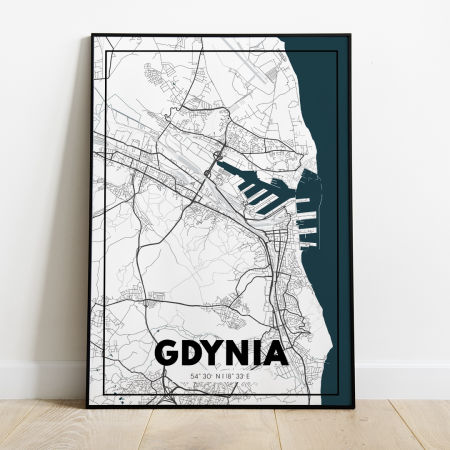 Plakat Mapa Gdynia - Biała - West Pomerania zdjęcie 1